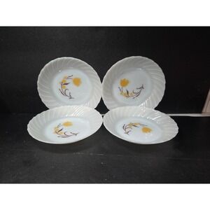Termocrisa Milk Glass Bowls, Vintage Pyrex, Yellow Flower Design, Set of 4‎
